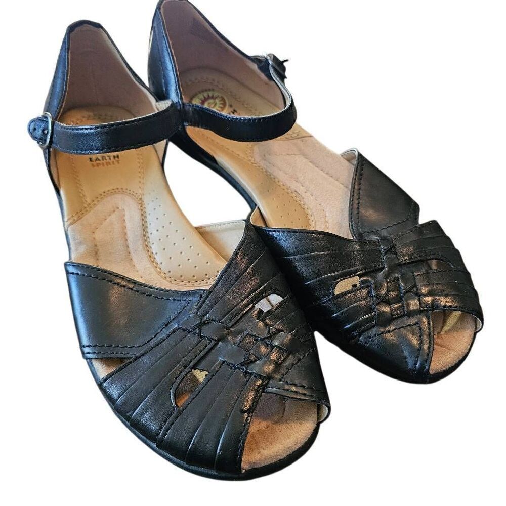 Earth Spirit Elena Mary Jane Women's Black Leather Size 11